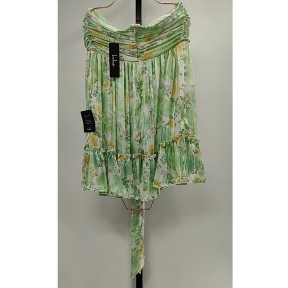 NWT - Lulus Radiantly Sweet Light Green and White Floral Halter Mini Dress - Picture 7 of 7
